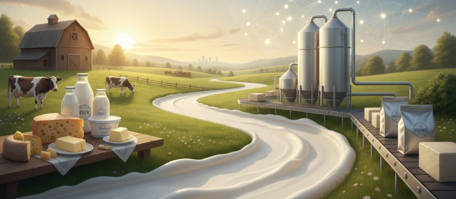 Produits laitiers et ligne de conditionnement