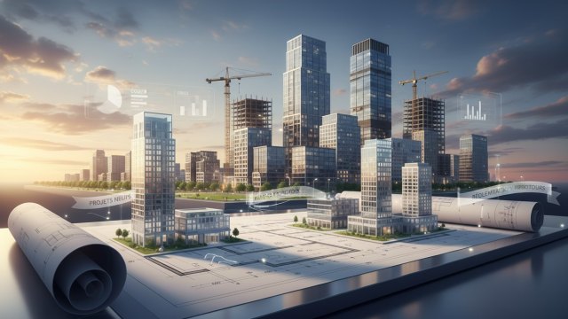 Chantier de construction et projet de promotion immobilière
