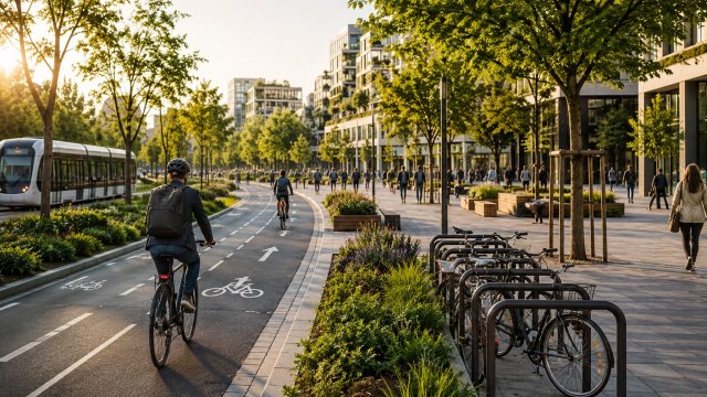 Piste cyclable urbaine et mobilités actives